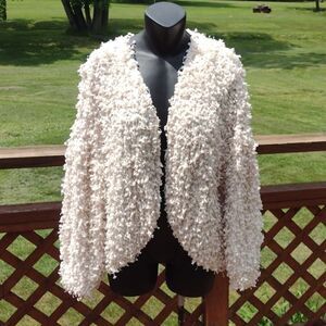 Moon River White Shaggy Boho Jacket Size Small